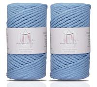 Makromecity - 2 matasse di filato singolo per macramè, 3 mm x 91,4 m, filo di cotone naturale per macramè e creazioni artigianali da appendere alla parete, cotone riciclato