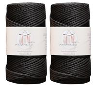 Makromecity, 2 matasse di filo macramè in poliestere da 3 mm x 120,1 m, 3 mm, nero, macramè, uncinetto, macramè, borse, sottopiatti, tappeti