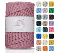 Makromecity, Cordoncino di cotone macramè, 2 mm x 180 m, 2 mm, in cotone riciclato all'uncinetto, per progetti artistici e artigianali con macramè, per appendere alla parete, borse, sottopiatti,