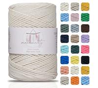 Makromecity Cordoncino in cotone riciclato per macramè, 2 mm x 195 m, 2 mm, per macramè, arte e artigianato, arazzi da parete, borse, tovagliette, tappeti (25 colori disponibili) (bianco sporco)
