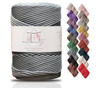 Makromecity, Cordoncino in poliestere macramè di alta qualità, 3 mm x 120 m, 3 mm, grigio, per macramè, uncinetto, macramè, borse, borse, sottopiatti, tappeti