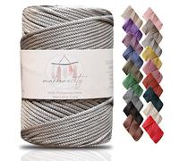 Makromecity, Cordoncino in poliestere macramè di alta qualità, 3 mm x 120 m, 3 mm, in polipropilene grigio chiaro, per macramè, uncinetto, macramè, borse, borse, sottopiatti, tappeti