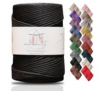 Makromecity, Cordoncino in poliestere macramè di alta qualità, 3 mm x 120 m, 3 mm, in polipropilene nero, per macramè, uncinetto, macramè, borse, borse, sottopiatti, tappeti