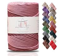 Makromecity, Cordoncino in poliestere macramè di alta qualità, 3 mm x 120 m, 3 mm, in polipropilene rosa polveroso, per macramè, uncinetto, macramè, borse, borse, sottopiatti, tappeti
