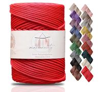 Makromecity, Cordoncino in poliestere macramè di alta qualità, 3 mm x 120 m, 3 mm, in polipropilene rosso, per macramè, uncinetto, macramè, borse, borse, sottopiatti, tappeti