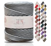 Makromecity, Cordoncino in poliestere macramè di alta qualità, 5 mm x 94,8 m, 5 mm, in polipropilene, macramè, uncinetto e macramè, per appendere alla parete, borse, sottopiatti, tappeti (grigio)