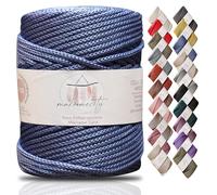 Makromecity, Cordoncino in poliestere macramè di alta qualità, 5 mm x 94,8 m, 5 mm, in polipropilene, macramè, uncinetto, macramè, per appendere alla parete, borse, sottopiatti, tappeti (blu denim)