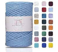 Makromecity, Cordoncino macramè a filo singolo (3 mm x 100 m), 3 mm, filo di cotone celeste, per macramè, arte e artigianato, da appendere alla parete, portachiavi (29 colori disponibili) (celeste)