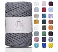 Makromecity, Cordoncino macramè a filo singolo, 3 mm x 100 m, 3 mm, filo di cotone grigio scuro, per macramè, arte e artigianato da parete, filo di cotone riciclato fai da te (grigio scuro, 1 matassa)