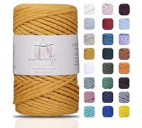 Makromecity, Cordoncino macramè a filo singolo, 3 mm x 100 m, 3 mm, in cotone color senape, per macramè, arte e artigianato da parete, filato di cotone riciclato fai da te (senape, 1 matassa)