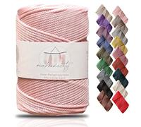 Makromecity Filato macramè 3 mm x 120 m, rosa, poliestere, per arazzi, borsa a tracolla, runner, polipropilene