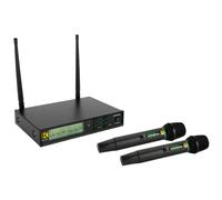 Makson MKS-202R Microfono HF doppio a mano Sistema microfonico wireless a due mani ricaricabile tramite USB-C, ideale per conferenze, eventi e