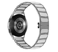MaKTech Cinturino in Ceramica,Cinturino a Maglie Intarsiate in Acciaio Inossidabile Sottile Argento Da 22mm,per Samsung Galaxy Watch 3 45mm/46mm,HuaWei Watch 4/3 & Ultimate/GT 4/3 46mm Pro (Bianco)