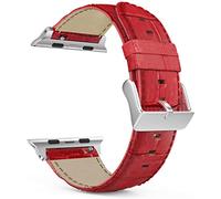 MaKTech Cinturino in Pelle con Motivo di Coccodrillo per Apple Watch Serie 11/10/9/8/7,SE 3/2/1 [2025] (42mm/41/40mm,Rosso)