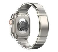 MaKTech Cinturino in Titanio per Apple Watch - Cinghia Metallico Anti-Graffio DLC,Braccialetto con Pulsante di Sgancio per iWatch 11/10/9/8/7,Ultra 3/2/1,SE 3/2/1 [2025] (46mm/45mm/44/49mm,Titanio)