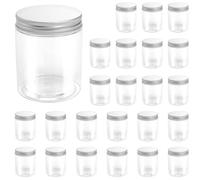 MAKTSAM 24 barattoli in plastica trasparente da 250 ml, ricaricabili e a prova di perdite, con coperchi in alluminio argentato, contenitori per spezie, creme, lozioni