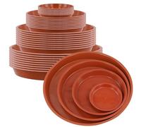 MAKTSAM 40 piattini rotondi per vasi da fiori rossi, 12/18/24/30 cm, vassoi in plastica per vasi da giardino e piante da interni