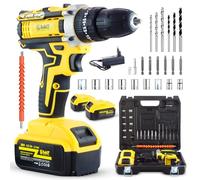 MAKTUL Trapano Avvivatore a Percussione Batteria Potente 2x4000mAh 20V Drill Elettrico Multifunzione Senza Fili con Accesori Fai Da Te 100% Compatibile, Luce Livello Regolazione Coppia, 2 Velocità