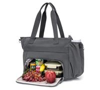 Makukke Borsa da Lavoro da Donna con Scomparto Termico per il Pranzo, 12 Scomparti, Ampia Shopper in Velluto a Coste, Tasca per Laptop da 15,6 Pollici (Grigio)