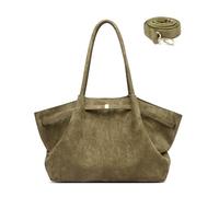 Makukke Borsa Shopper da Donna Grande in Ecopelle Scamosciata - Borsa a Tracolla e Hobo Bag 3 in 1 - Elegante Borsa Tote per l'università, l'ufficio e la Vita Quotidiana (Verde)
