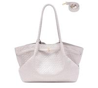 Makukke Borsa Shopper da Donna Grande in Ecopelle Scamosciata - Borsa a Tracolla e Hobo Bag 3 in 1 - Elegante Borsa Tote per l'università, l'ufficio e la Vita Quotidiana (Pelle Sintetica-Beige)