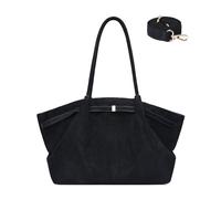 Makukke Borsa Shopper da Donna Grande in Ecopelle Scamosciata - Borsa a Tracolla e Hobo Bag 3 in 1 - Elegante Borsa Tote per l'università, l'ufficio e la Vita Quotidiana (Nero)