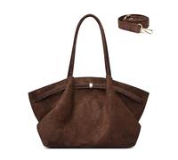 Makukke Borsa Shopper da Donna Grande in Ecopelle Scamosciata - Borsa a Tracolla e Hobo Bag 3 in 1 - Elegante Borsa Tote per l'università, l'ufficio e la Vita Quotidiana (Caffè)