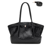 Makukke Borsa Shopper da Donna Grande in Ecopelle Scamosciata - Borsa a Tracolla e Hobo Bag 3 in 1 - Elegante Borsa Tote per l'università, l'ufficio e la Vita Quotidiana (Pelle Sintetica-Nero)