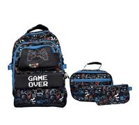 Makukke Set di zaini per la scuola per adolescenti, ragazzi, borsa per la scuola con contenitore per il pranzo e astuccio, regali alla moda per scuola media e terreno, Zaino da scuola per giocatori