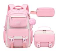 Makukke Zaino per la scuola, per ragazze e adolescenti, set di zaini per la scuola, per ragazzi e ragazze, impermeabile, 30 l, Colore: rosa., Rucksack