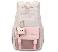 Makukke Zaino per la scuola per ragazze, grazioso zaino per bambini e adolescenti, 30 l, impermeabile, casual, con ciondolo carino, rosa, L, Zaino daypack