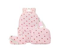 Makukke Zaino scolastico in velluto a coste per ragazze, set da 3 pezzi con borsa termica per il pranzo e astuccio, zaino estetico kawaii per scuola secondaria e università, borsa per laptop da 15