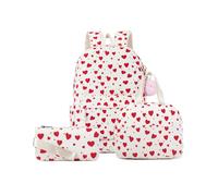 Makukke Zaino scolastico in velluto a coste per ragazze, set da 3 pezzi con borsa termica per il pranzo e astuccio, zaino estetico kawaii per scuola secondaria e università, borsa per laptop da 14