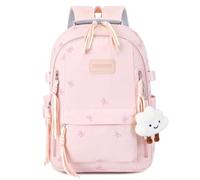 Makukke Zaino scolastico per ragazze, grazioso zaino estetico con fiocco con scomparto per laptop, grande capacità, zaino universitario, zaino impermeabile per adolescenti, scuola superiore, rosa, L