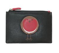 Mala Leather Bobbie Robin Bird - Portamonete e carte in vera pelle, con protezione RFID, 3 scomparti per carte, tasca a scomparsa e sezione portamonete con cerniera, sacchetto regalo per la polvere
