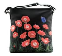 Mala Leather Borsa a tracolla grande con papavero floreale, in vera pelle morbida, con tracolla regolabile, tasche organizzate e sacchetto regalo per la polvere, 24 × 26 × 4 cm