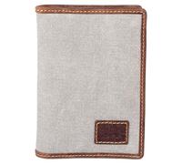 Mala Leather Canvas & Hunter - Custodia per passaporto RFID in pelle, 4 scomparti per carte, finestra d'identità e tasca con cerniera, portafoglio da viaggio 14 x 10 x 1,5 cm, motivo: cactus, Grigio