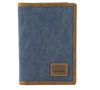 Mala Leather Canvas & Hunter - Custodia per passaporto RFID in pelle, 4 scomparti per carte, finestra d'identità e tasca con cerniera, portafoglio da viaggio 14 x 10 x 1,5 cm, motivo: cactus, denim