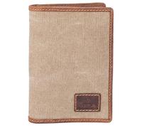 Mala Leather Canvas & Hunter - Custodia per passaporto RFID in pelle, 4 scomparti per carte, finestra d'identità e tasca con cerniera, portafoglio da viaggio 14 x 10 x 1,5 cm, motivo: cactus, cachi