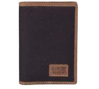 Mala Leather Canvas & Hunter - Custodia per passaporto RFID in pelle, 4 scomparti per carte, finestra d'identità e tasca con cerniera, portafoglio da viaggio 14 x 10 x 1,5 cm, motivo: cactus, Nero