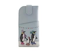 Mala Leather Chillie Penguin Custodia per occhiali in morbida pelle con linguetta superiore, blu cielo, L