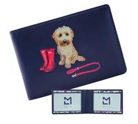 Mala Leather Coco's Walk Dog ID & Card Holder RFID - Navy Slim Card Wallet per Travel Pass & ID, contiene 12 carte, sacchetto antipolvere incluso