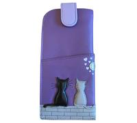 Mala Leather - Custodia per occhiali da donna, in morbida pelle, con linguetta larga, Viola, Etichettalia unica