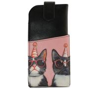 Mala Leather Custodia per occhiali in pelle collezione Cool Cats 5215_39, Nero , Taglia unica
