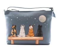 Mala Leather Midnight Cats - Borsa a tracolla da donna in pelle con | Tracolla regolabile, tasche con zip, 28 x 19 x 6 cm, borsa a tracolla