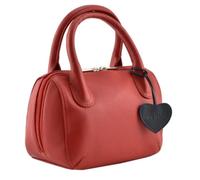 Mala Leather Mini Grab Bag con dettaglio a forma di cuore - Borsa a mano in vera pelle morbida con chiusura a zip, tasca interna e sacchetto per la polvere - Nero o Viola - 20 x 15 x 10 cm, Rosso