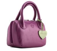 Mala Leather Mini Grab Bag con dettaglio a forma di cuore - Borsa a mano in vera pelle morbida con chiusura a zip, tasca interna e sacchetto per la polvere - Nero o Viola - 20 x 15 x 10 cm, Bacca