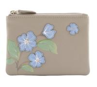 Mala Leather - Portamonete e biglietti con fiori floreali, collezione Sakura, Grigio, 12 x 8 cm, Portamonete