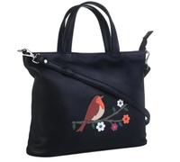 Mala Leather Robin Bird - Borsa multiuso in vera pelle, realizzata a mano, con tracolla regolabile, tasche organizzate, sacchetto per la polvere, 23 x 8 cm