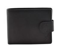Mala Leather Shaftsbury - Portafoglio da uomo con linguetta in pelle oliata protetta da RFID, 10 scomparti per carte, sezioni per appunti, in confezione regalo, 11 x 8,5 x 3 cm, Nero , 11 x 8.5